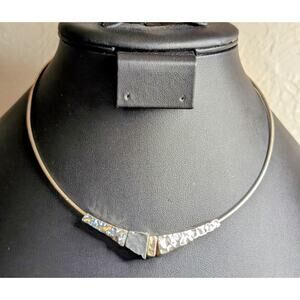 925 Sterling Silver Wire Cable Multi Color/Finish Hammered Bead 16" Necklace